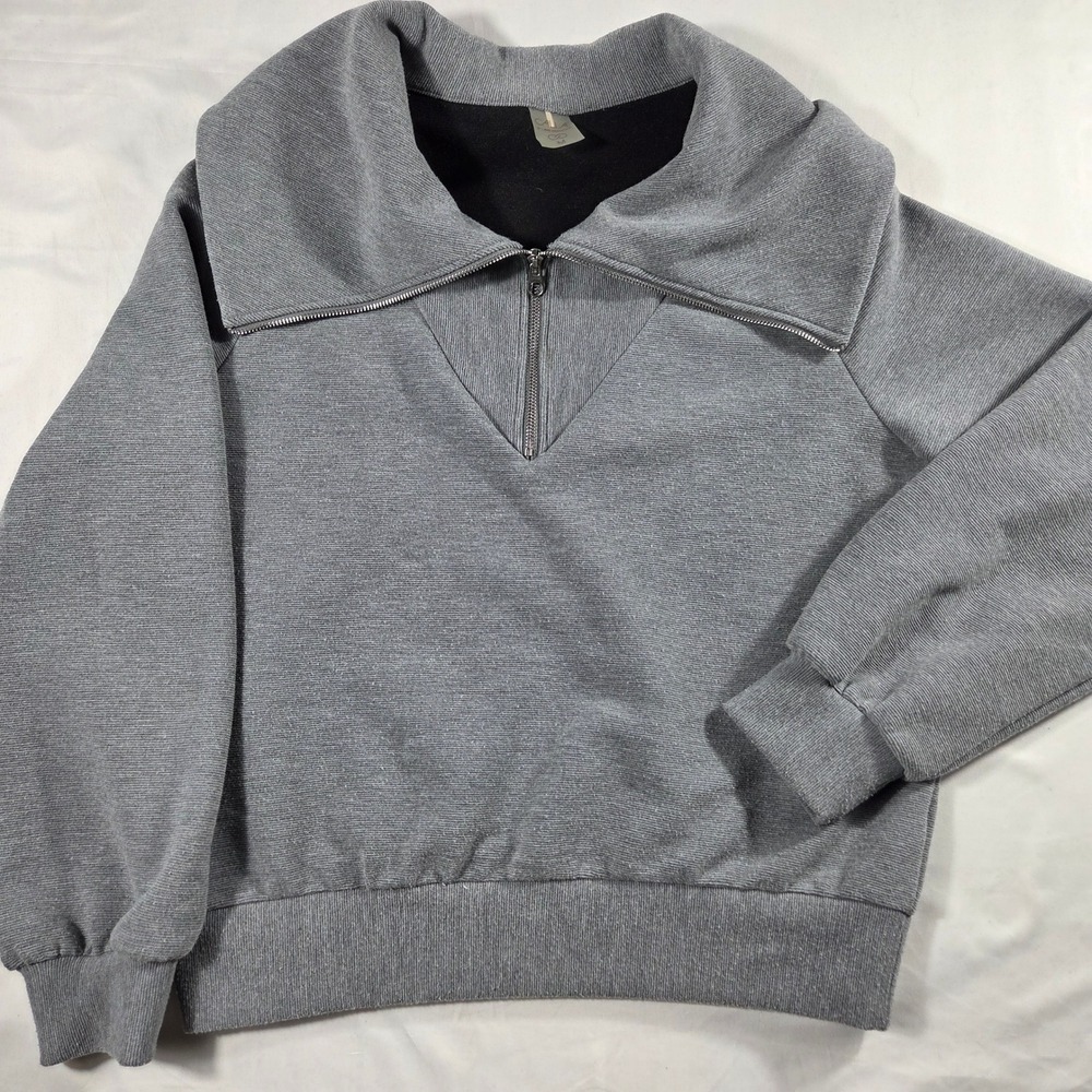 Calia by Carrie Underwood Gray Ribbed Quarter Zip Funnel Neck Sweatshirt Size M
